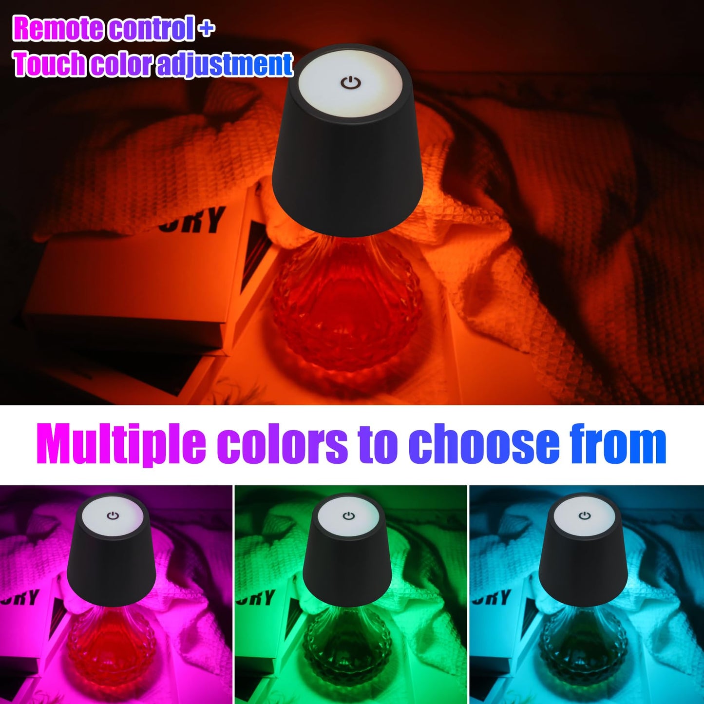 Wireless Bottle Lamp With Remote Control  Rechargeable Rgb Wine Bottle With 3Modes Light Dimming  Waterproof Touch Lamp Head For Room  Bar  Restaurant And Party Decorations(Black Rgb)