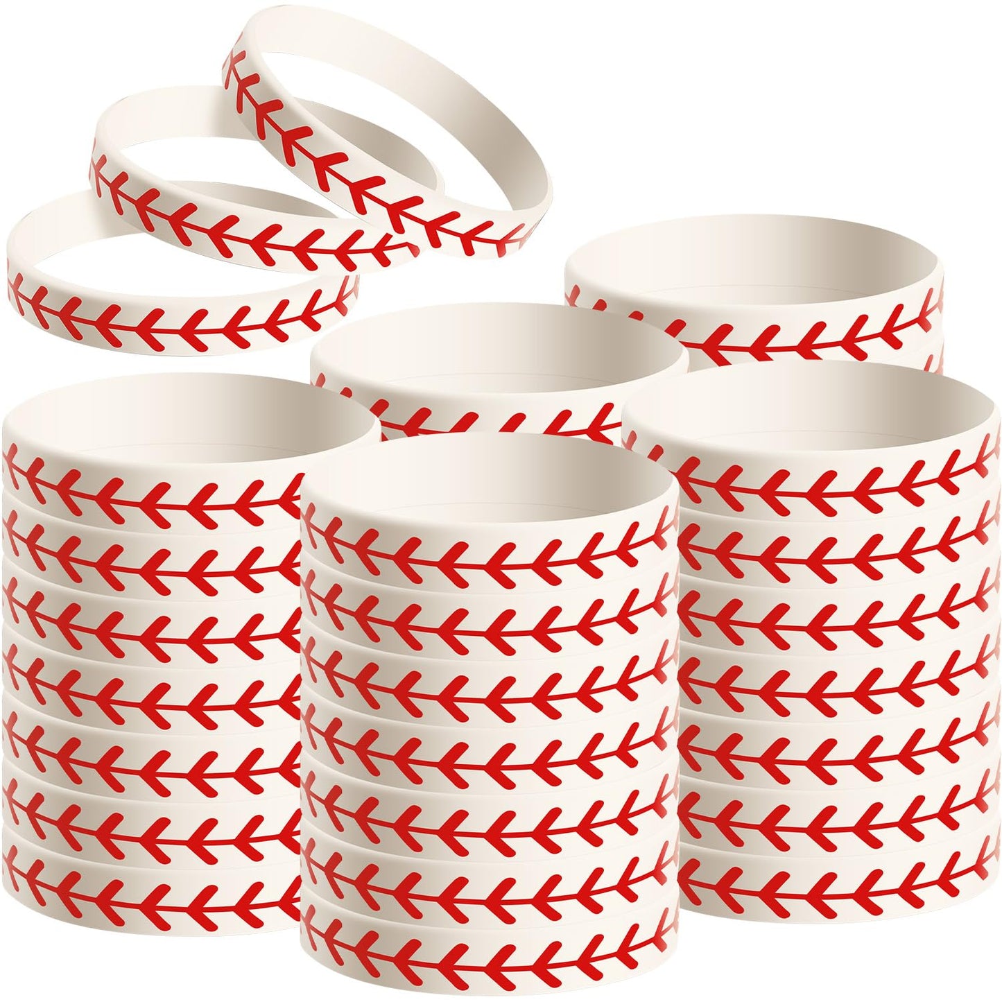 JOVITEC 24 Pcs Baseball Bracelet Baseball Party Favors Softball Wristband Silicone Bracelet Gift for Softball Player and Teams