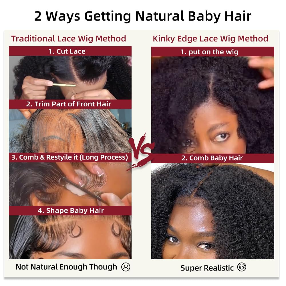Beauhair Afro Curly Wig Human Hair Glueless Wear and Go Wig with 4C Edges Natural Curls Lace Closure Made Ready to Wear Beginner