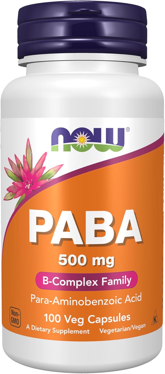 NOW Foods Supplements, PABA (Para-Aminobenzoic Acid) 500 mg, B-Complex Family, 100 Capsules