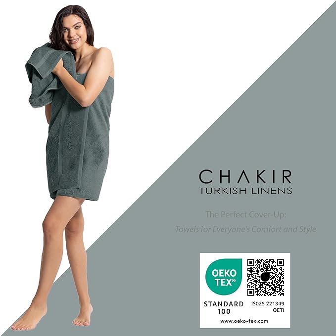 Chakir Turkish Linens |Hotel & Spa Quality 100% Cotton Premium Turkish Towels | Soft & Absorbent (Dark Gray, 6-Piece Towel Sets)