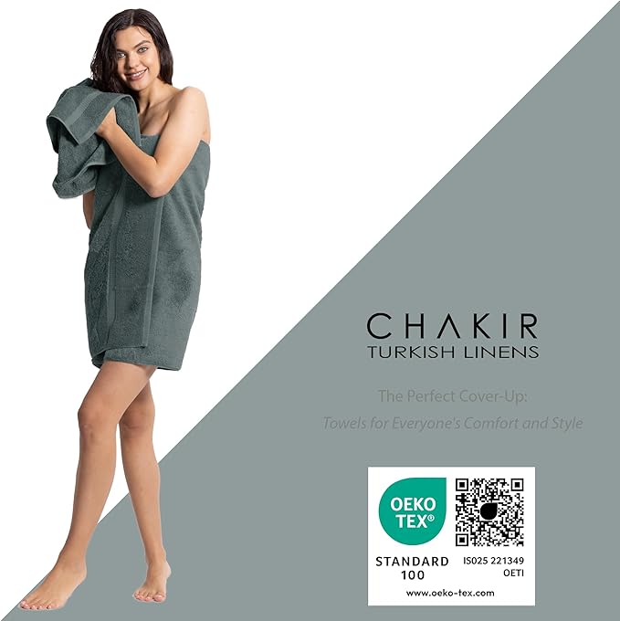 Chakir Turkish Linens | Hotel & Spa Quality 100% Cotton Premium Turkish Towels | Soft & Absorbent (8-Piece Towel Sets, Dark Gray)