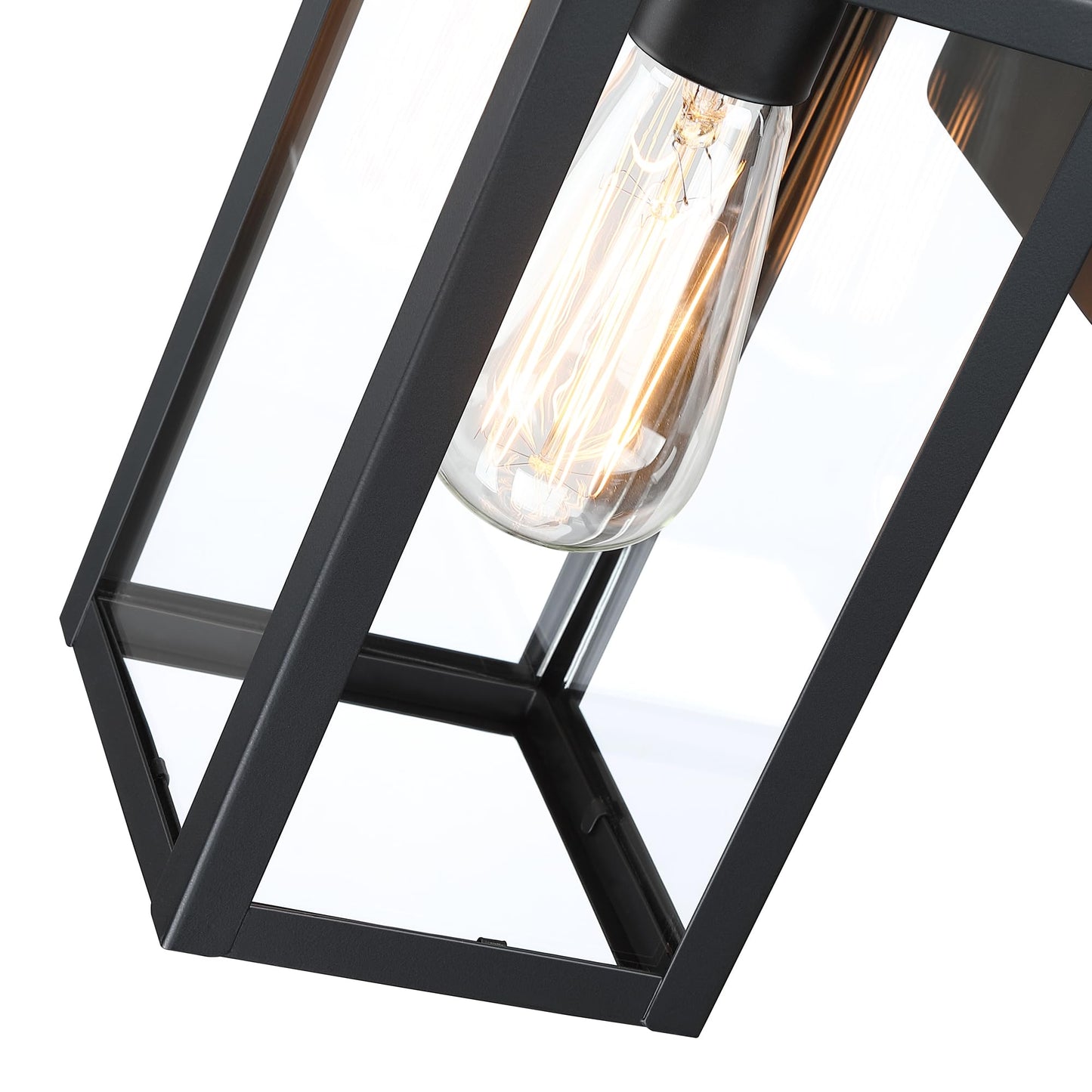 Faymart Lighting 2 Pack Outdoor Sconce Lights-12 Inch Outdoor Wall Light Exterior Sconce Steel And Glass Porch Light  Black Wall Lantern For Front Porch Garage Balcony