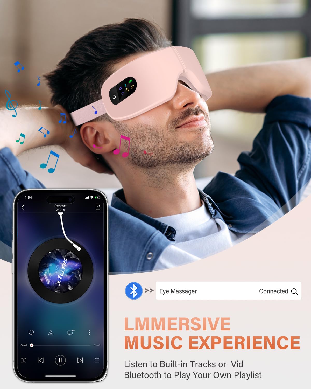 ZZR SEVEN Eye Massager with Heat, 7 Heating and Vibration Modes, Eye Mask, Birthday Gifts for Women, Men, Friend, Mom and Dad, Sleep Mask for Relax, Migraine Relief, Improve Sleep, Pink