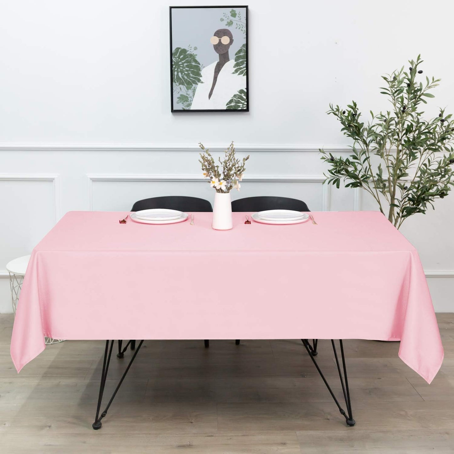 sancua Rectangle Tablecloth - 70 x 108 Inch - Stain and Wrinkle Resistant Washable Polyester Table Cloth, Decorative Fabric Table Cover for Dining Tables, Buffet Parties and Camping, Pink