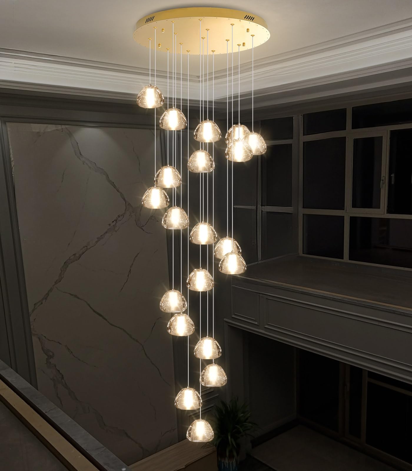 Dolria Gold Modern Crystal Chandelier For Staircases 157 Long Adjustable Ceiling Light For Entrance 3000K Led Hanging Lighting Living Room Hallway Entryway
