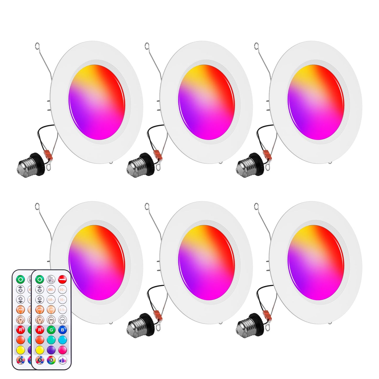 Taptoron Recessed Lighting 5/6 Inch 6 Pack LED Can Lights 13W 1050LM Dimmable Color Changing White-6Pack Model TD3C002