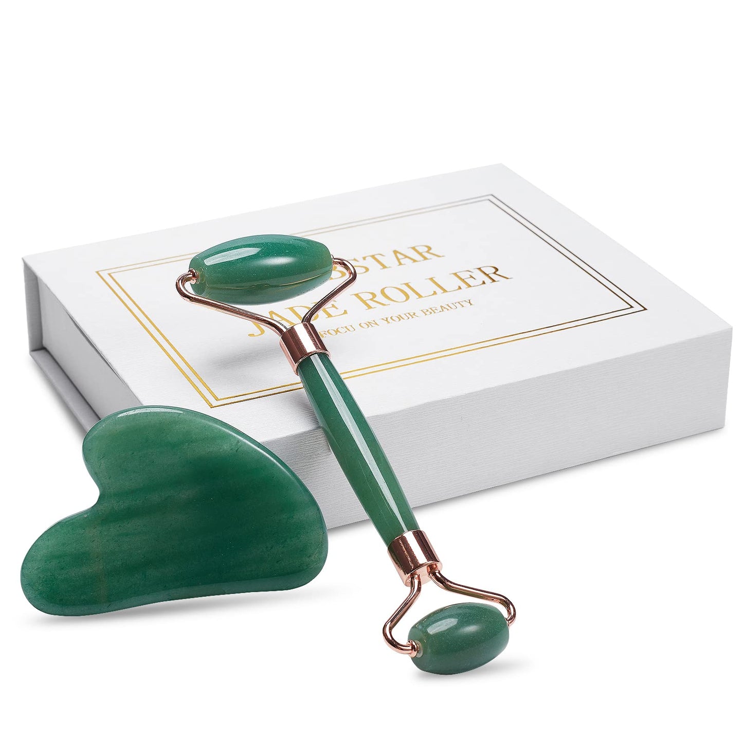 Jade Roller for Face, Facial Roller Massager Skin Care Tool, Gua Sha Facial Tools for Face, Neck, Eyes, Reduce Puffiness of The