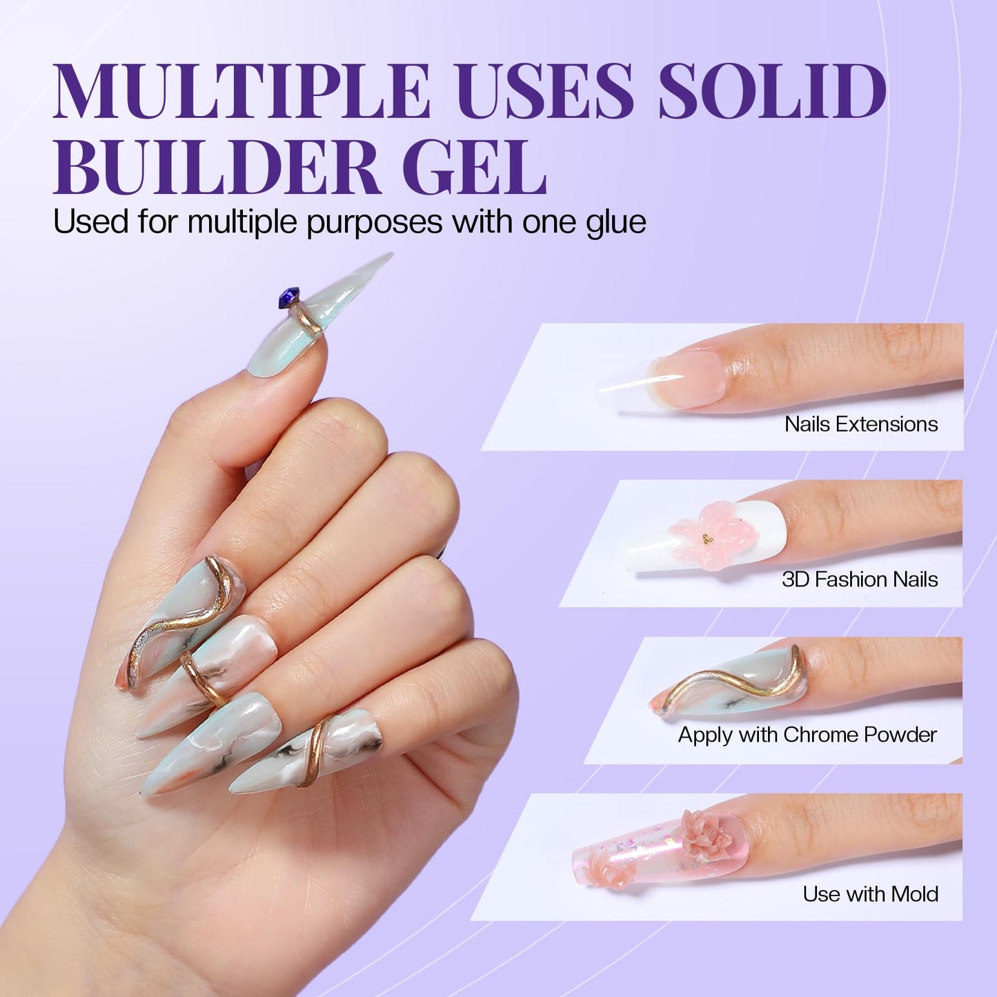 Morovan Solid Builder Nail Gel: 60g Large Capacity Nail Builder Gel for 3D Sculpting Non-Sticky Hard Gels for Nails Extension Ca