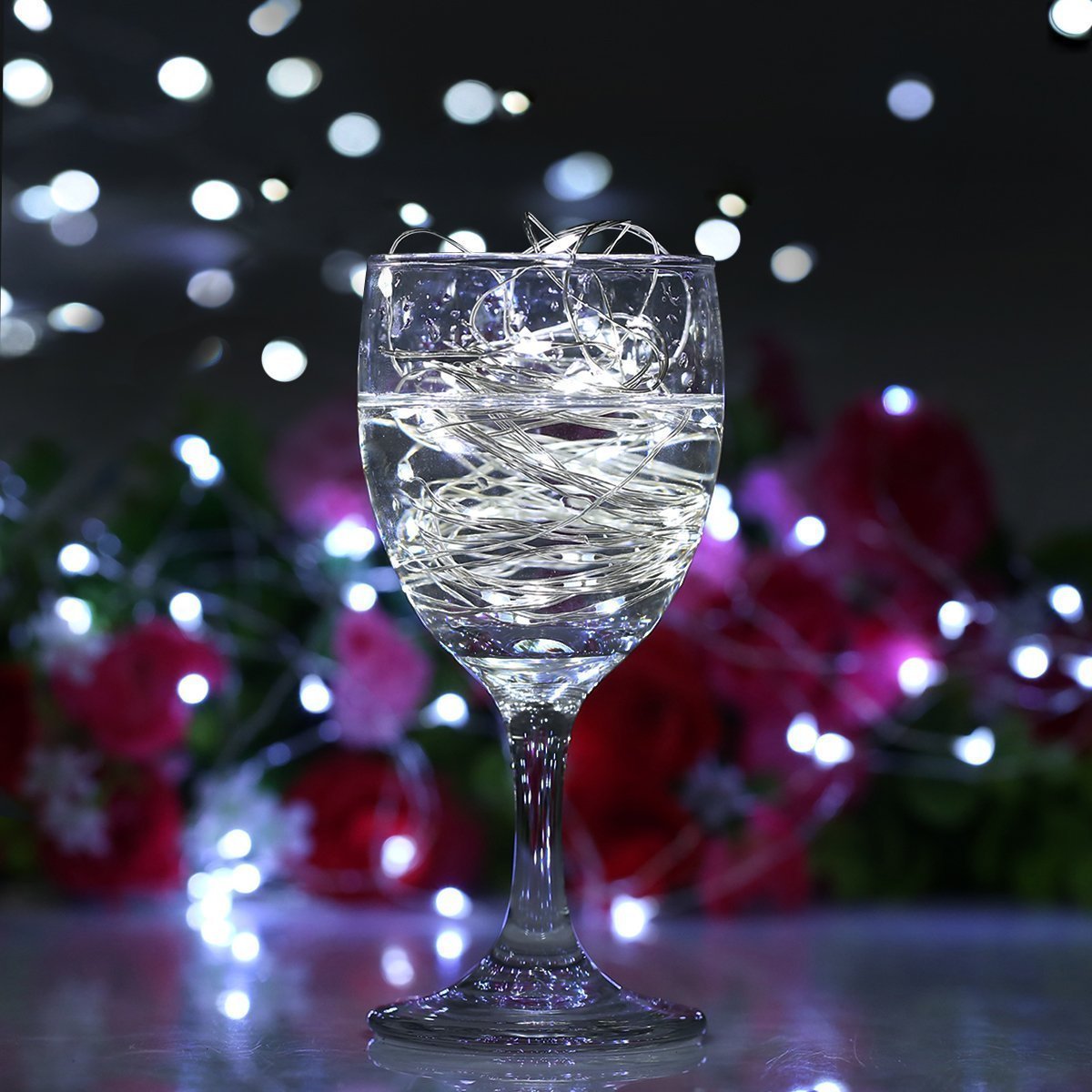 BXROIU Fairy Lights, 50 LEDs, Battery Operated, Silver Wire, 16.4Ft, Cool White, 2 Modes, Perfect for Bedroom & Christmas Decoration
