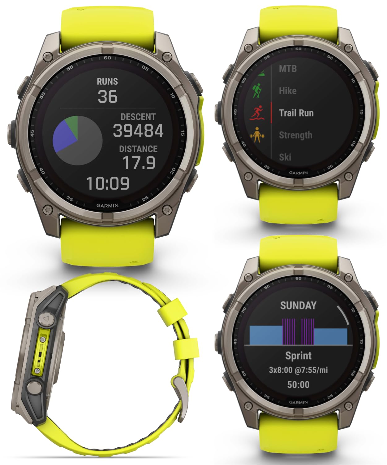 Garmin Fenix 8 - 51 Mm, Solar, Sapphire Amp Yellow/Graphite Silicone Gps Smartwatch With Wearable4U Power Bank Bundle