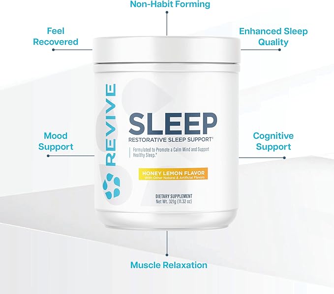 Revive MD Sleep Support Supplement for Adults, Honey Lemon - Sleep Supplements with Magnesium (Glycinate), Inositol, Glycine & L-Theanine - Promotes Relaxation & Sleep Health
