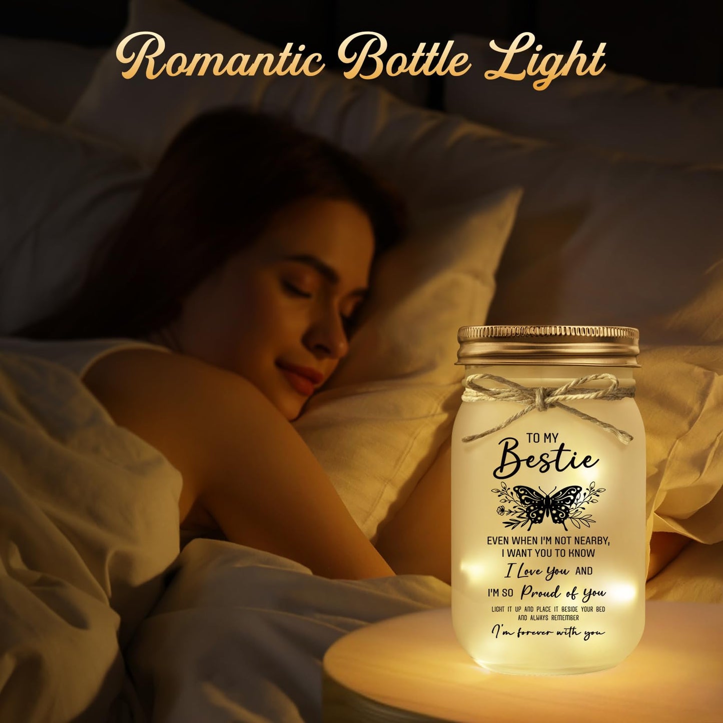 Benecharm Best Friend Christmas Birthday Gifts For Women  Unique Friendship Gifts For Women Bestie Bff  Christmas Graduation Decorative Jar Light Night Gift For Best Friend Woman