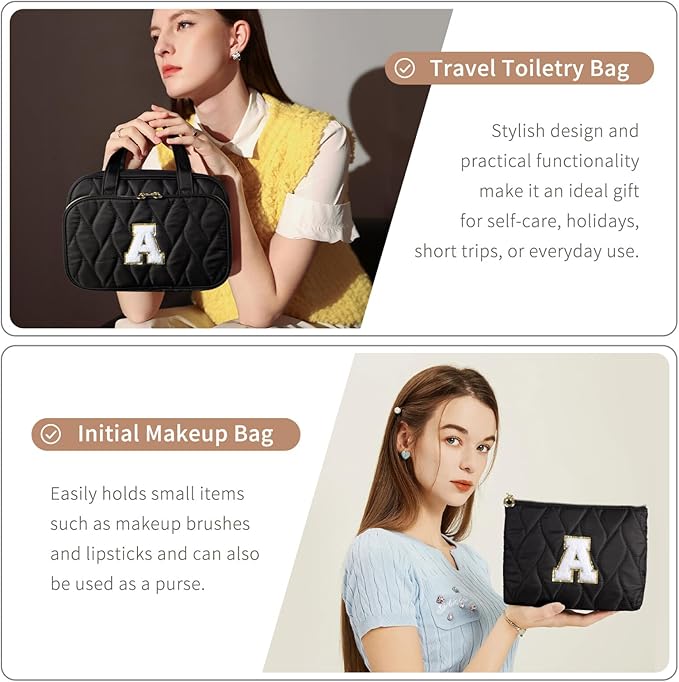 YOOLIFE Hanging Toiletry Bag for Women - Travel Toiletry Bag Makeup Bag, Portable Toiletries Cosmetic Bag, Airplane Travel Essentials Black - R
