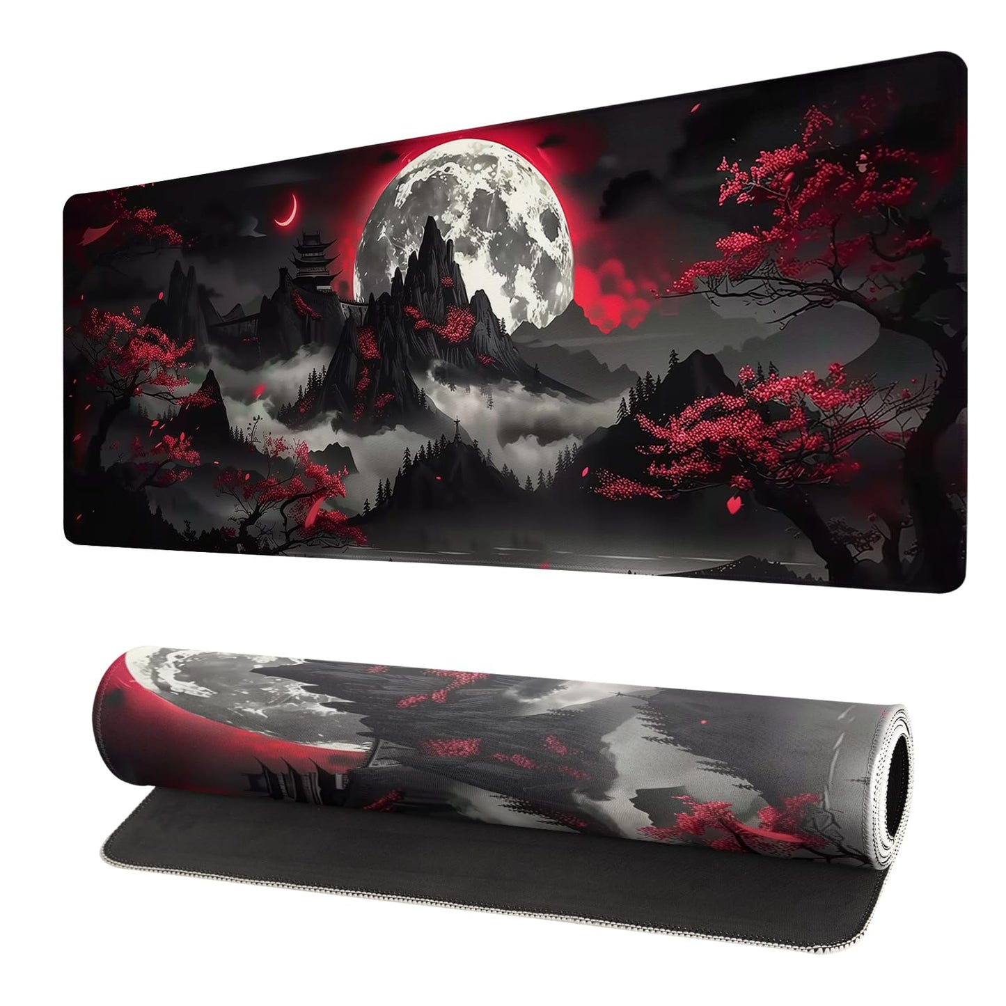 Extended Gaming Mouse Pad, Large Gaming Mouse Waterproof with Stitched Edges, Non-Slip Desktop Pad for Home and Office, Level Up Your 31.5x11.8 Inch… (Dark Night)