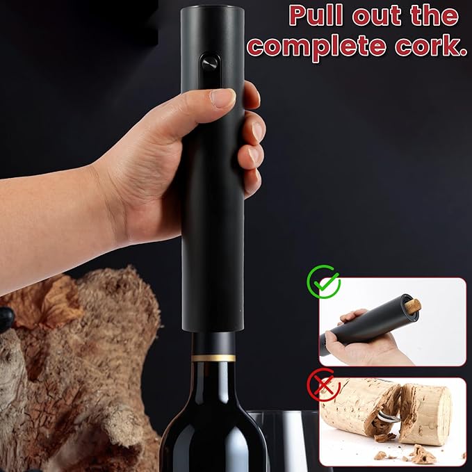 4Pcs Electric Wine Opener Set ABS Automatic Wine Opener Set with Stand Foil Cutter Wine Pourer Vacuum Stopper Practical Electric Wine Opener Rechargeable for Home Party Bar Outdoor Wine Gift