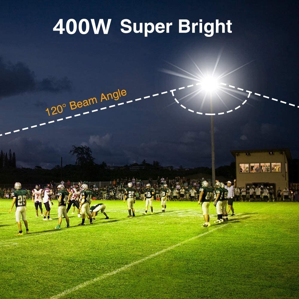 Xycn 400W Led Stadium Flood Lights Outdoor(2350W Equivalent) 50000Lm Super Bright Led Arena Lights 100-277V Ip66 Waterproof 5000K Daylight White Commercial Lighting For Sports Fields And Counts