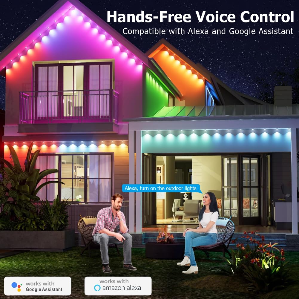 50Ft Permanent Outdoor Light  Smart Rgb Plus Ic Outside Lights For House  App/Remote Control String Light  Compatible With Alexa  Ip67 Waterproof Led Strip For Daily Party Christmas All Holiday Decor