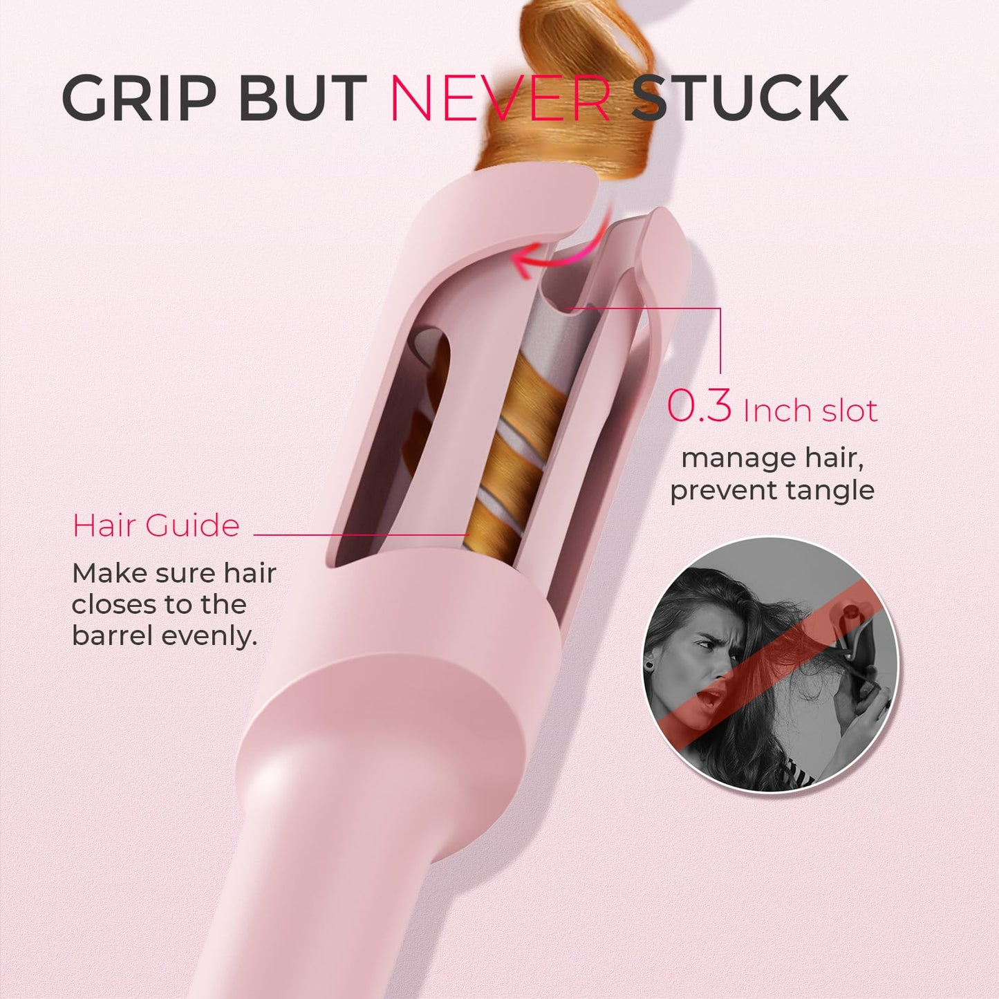 TYMO Automatic Rotating Curling Iron - TYMO CURLPRO Beach Waves Curling Wand, Portable Hair Curler, 500 Million Ionic, Dual Volt