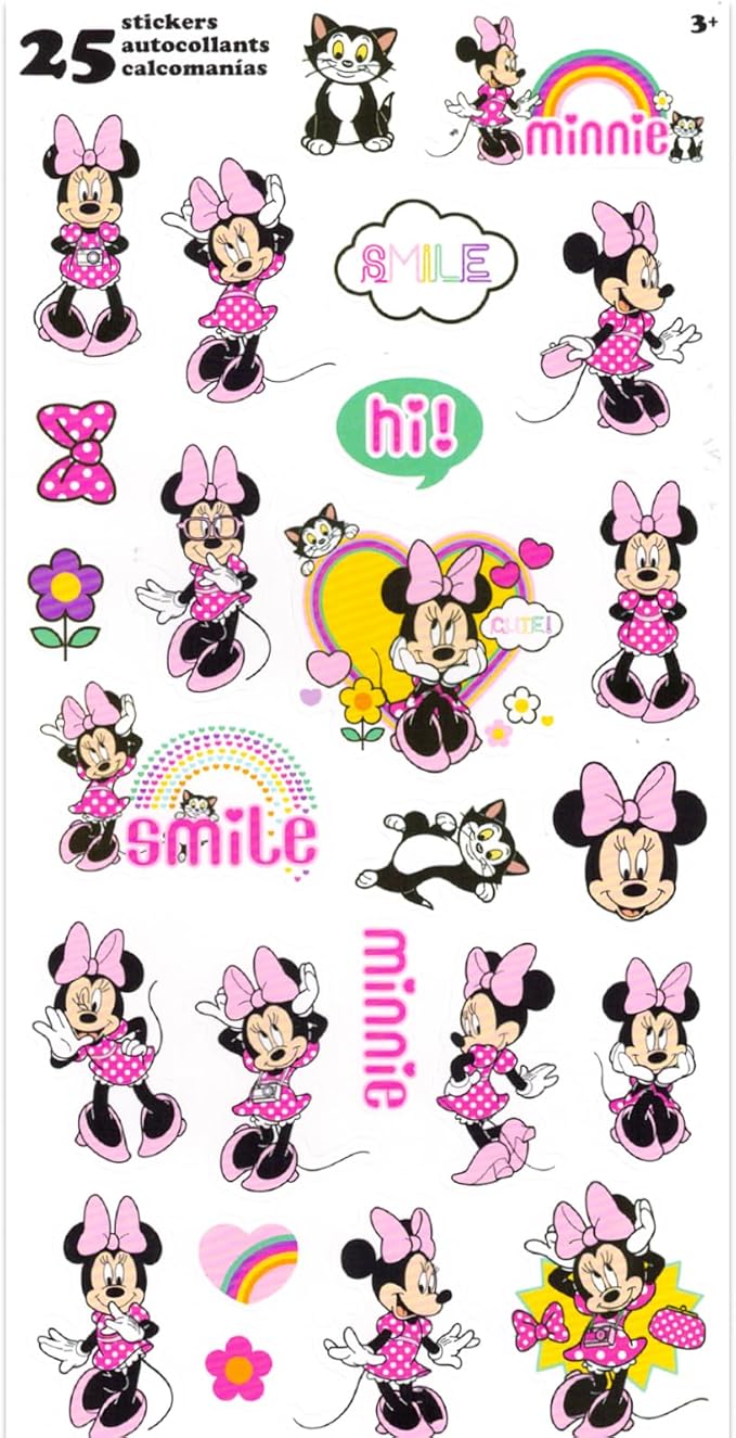 Minnie Mouse Water Bottle Set for Kids – Bundle with 3 Minnie Mouse Drinking Bottles, Mickey Pencil Toppers, Stickers, and More | Minnie Drinking Cups