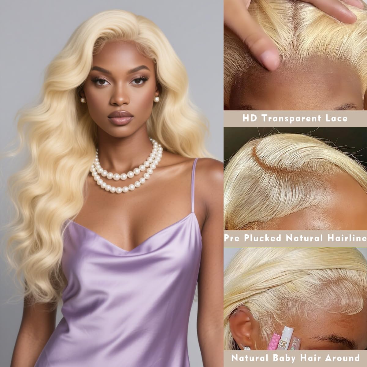 WAQI 44 Inch 613 13x6 Lace Front Wig Human Hair 200 Density Blonde Wig Human Hair Body Wave Lace Front Wigs Human Hair Pre Pluck