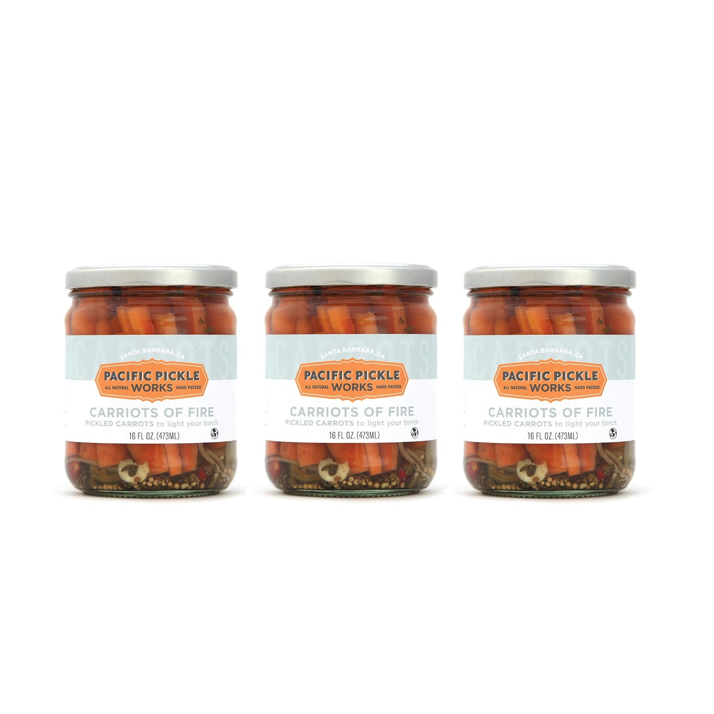 Carriots of Fire - Spicy Pickled Carrot Sticks with Jalapeo - Gourmet Carrots for Snacking - non-GMO, Kosher, Gluten-Free 16 oz