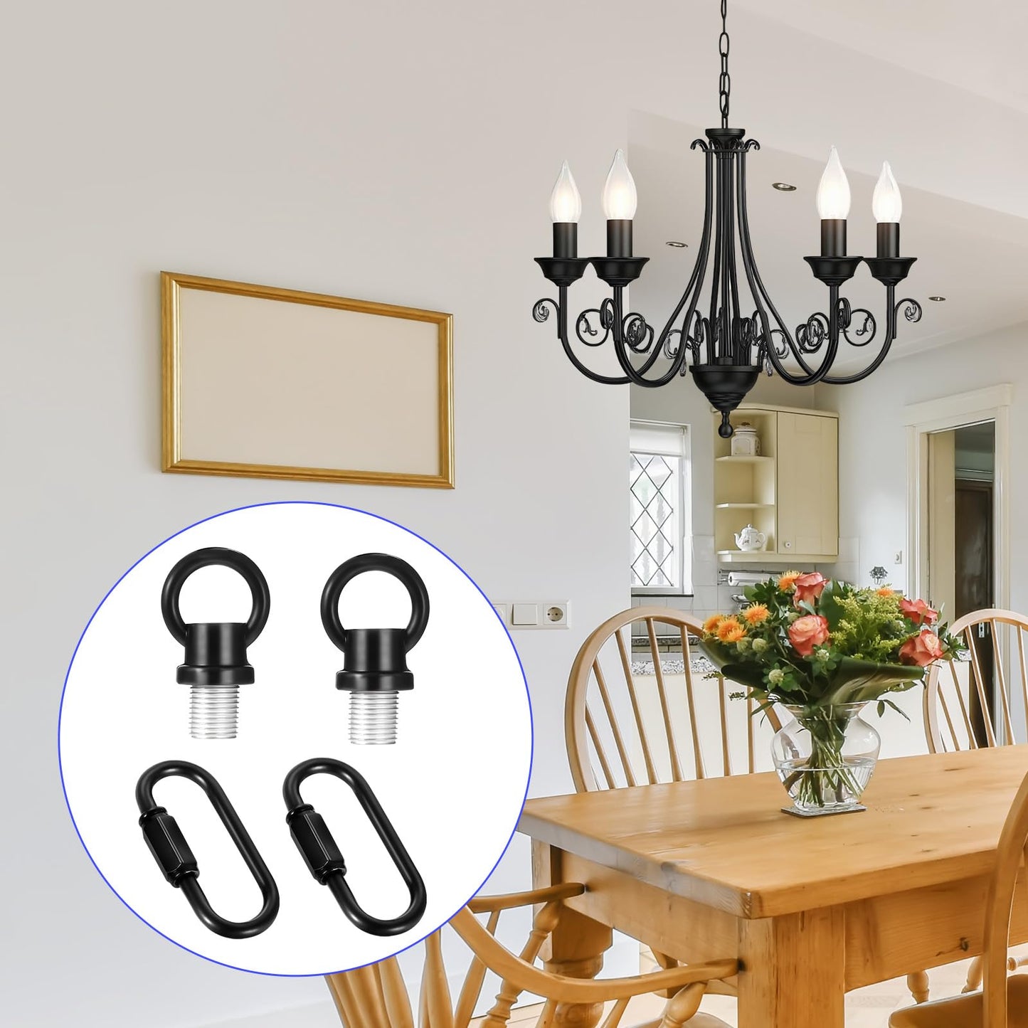 2 Set 1/8-Ip Lighting Loops With Link Buckle Connectors For Light Fixture Chandelier Chain Extension  Hook Rings For Light Fixture  Eye Nuts Lamp Nuts