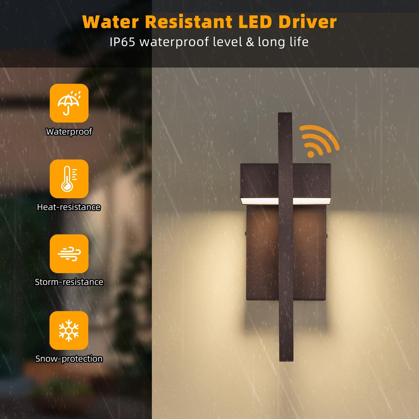 Tewei Led Outdoor Wall Sconce Dusk To Dawn Outdoor Lighting  Modern Exterior Lighting Fixtures  Brown Led Front Porch Lights Outside Wall Mount Lights For House  Hallway  Warm White 3000K  1 Pack