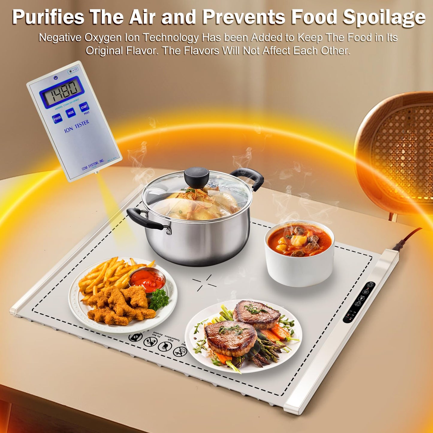 Food Warming Mat - Portable Party Buffet Electric Warming Tray, Foldable Food Warmer, Timed Off, Temperature Adjustable, Suitable for Daily, Outdoor, Party