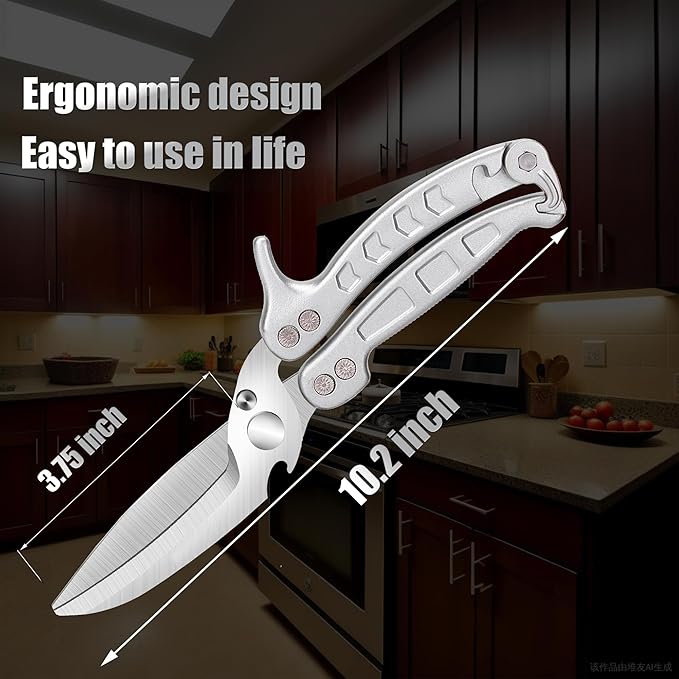 Poultry Shears Scissors Heavy Duty,Kitchen Shears,Multi-purpose Stainless Steel Kitchen Scissors for Christmas Turkey Food, Chicken,Fish,Meat,Separable easy to clean thoroughly,Dishwasher Safe.