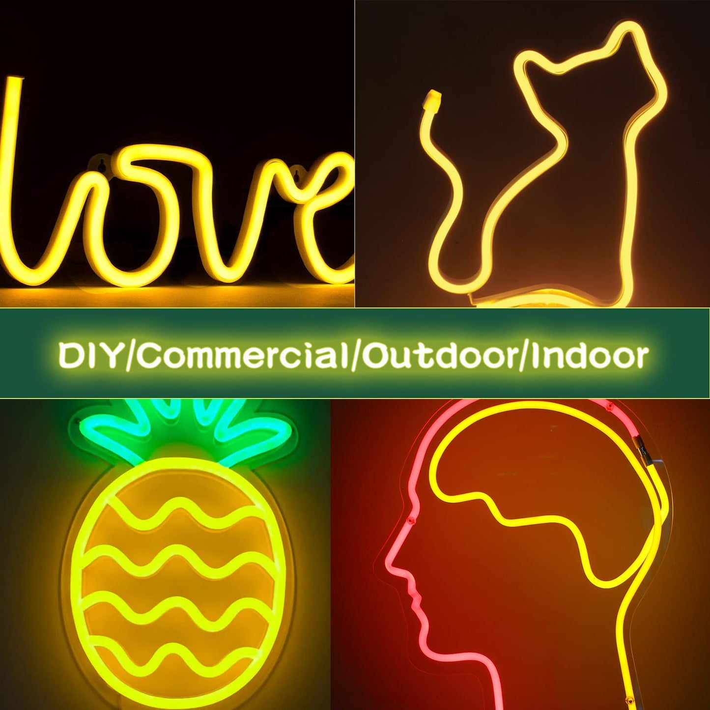 Meijiajia LED Neon Strip Lights, Yellow, 12V, 16.6ft, Flexible Diffuser, Waterproof Silicon, Cuttable & Bendable