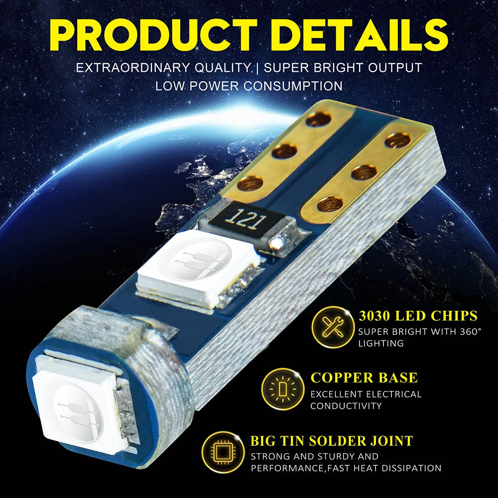 DODOFUN Deep Blue LED Bulb Pack of 10 for Dashboard Instrument Panel Gauge Cluster