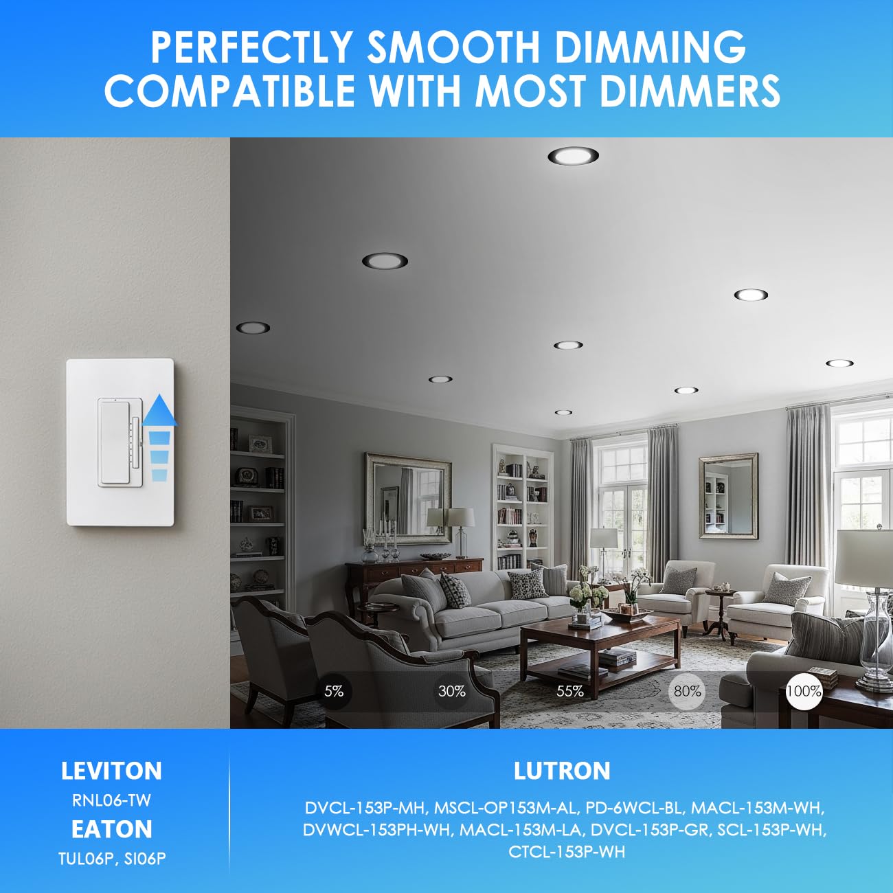 Anwio Recessed Lighting 4 Inch Black  5Cct 6W 700Lm Flat Retrofit Led Recessed Lights Can Needs  2700/3000/4000/5000/6000K Selectable Can Lights Cri 80+ Dimmable E26 Base Ic Rated & Etl 8 Pack