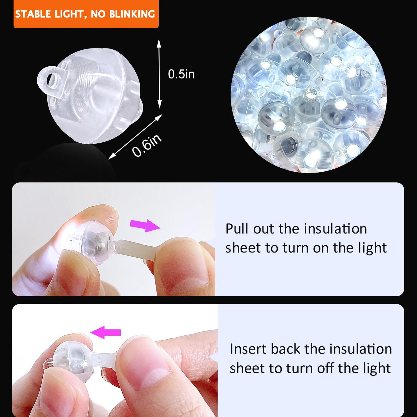 ZGWJ Mini LED Lights 200 Pcs, Warm and White, Plastic, Model A01-Mini, Party Decorations, Balloons, Paper Lanterns