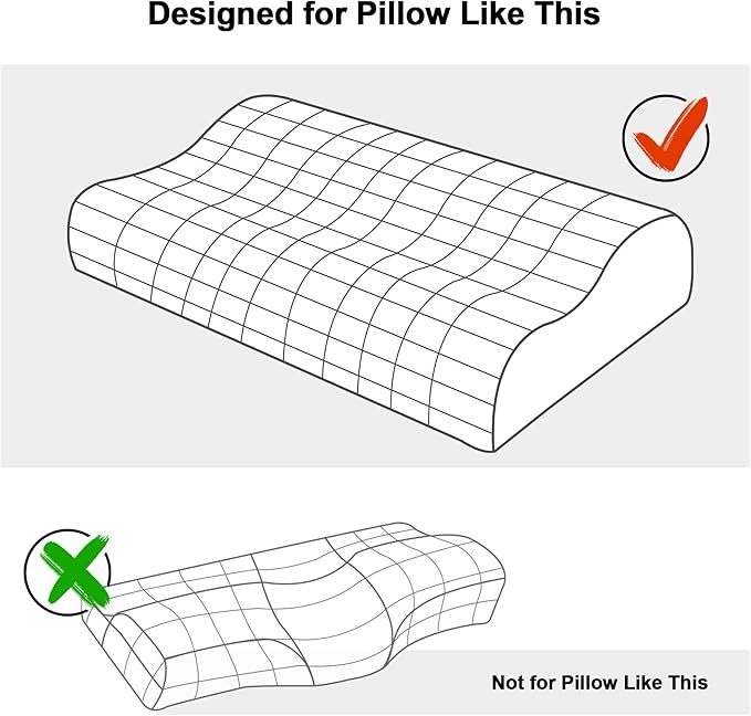 HOMBYS Satin Pillow Case for Contoured Support Pillow (DO NOT Include Pillow) -Zippered Pillow Cover for Neck Pillow for Cervical 1 Pack-Silky, Smooth and Breathable, Standard