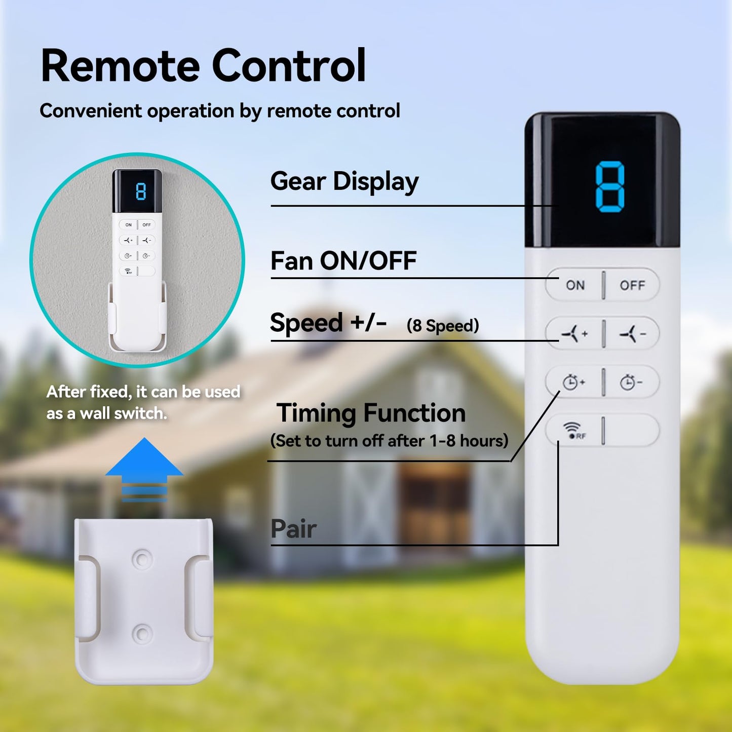 Addlon 12 Shutter Exhaust Fan Wall Mounted With Ec Motors And Remote Control, Timer, 8 Speeds, 1250Cfm, Low Noise, Easy To Insta