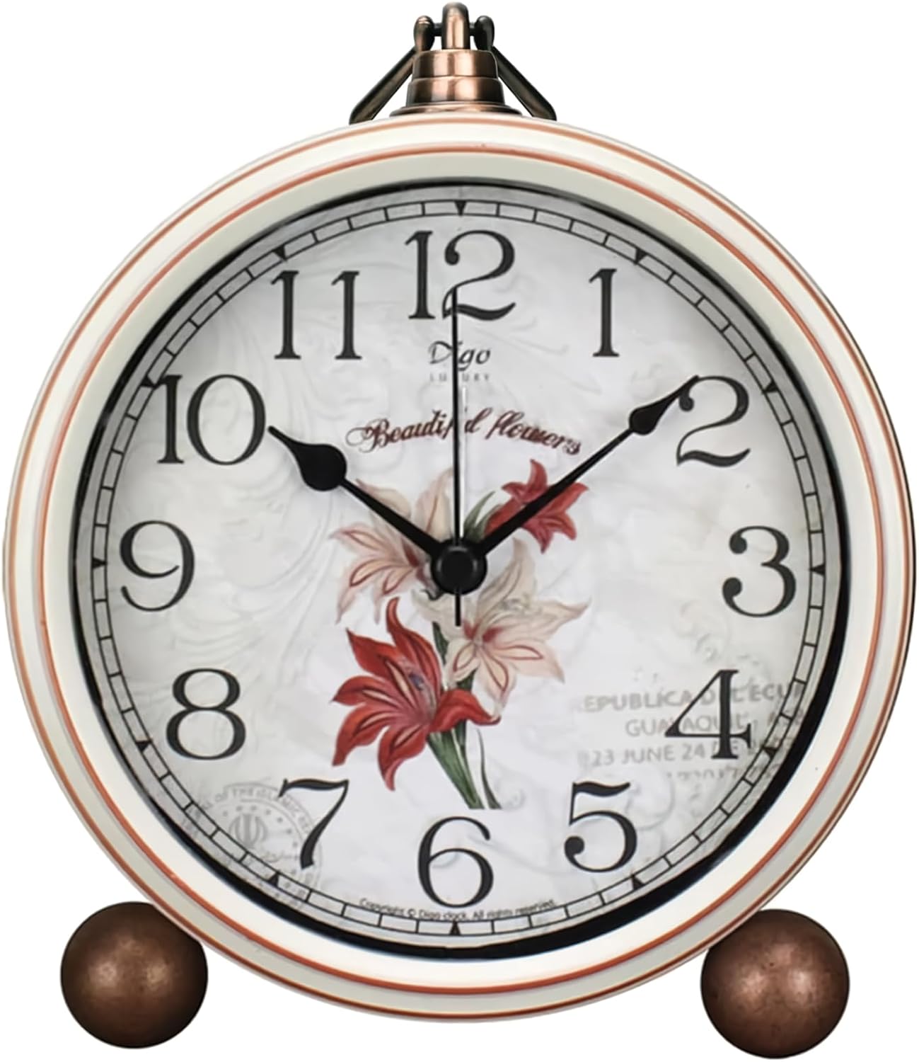 Maxspace Classic Vintage Clock - Elegant and Decorative Analog Clock,Silent Non-Ticking Clock with Distressed Metal Frame for Office, Living Room or Bedroom