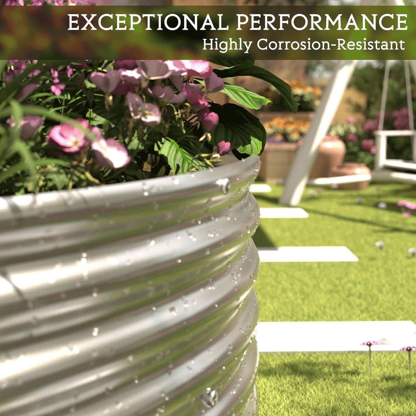 4 Pack Galvanized Raised Garden Bed Outdoor,Metal Garden Bed for Vegetables,Steel Raised Beds for Gardening,Above Ground Garden Box for Flower-35x20inch