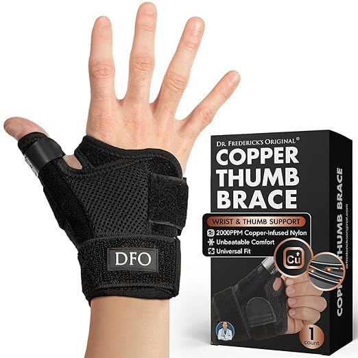 Dr. Frederick's Original Doctor-Developed Copper Thumb Brace – Wrist & Thumb Support for Arthritis, Tendonitis & De Querva...
