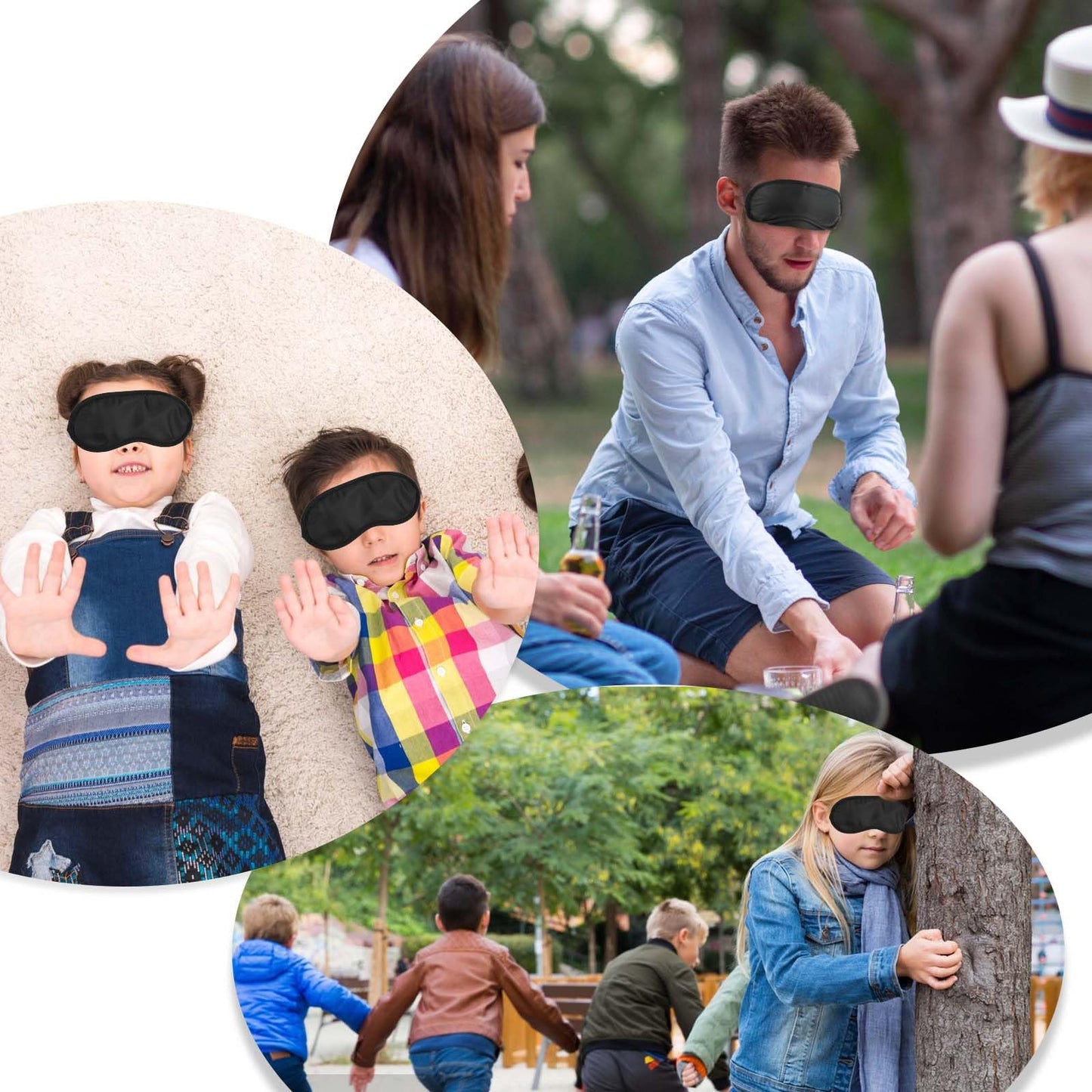 COMNICO 6pcs Blindfold Eye Mask Shade Cover Eye Mask Sleep Masks Sleeping Mask Party Supply with Adjustable Strap for Men and Women (Black)