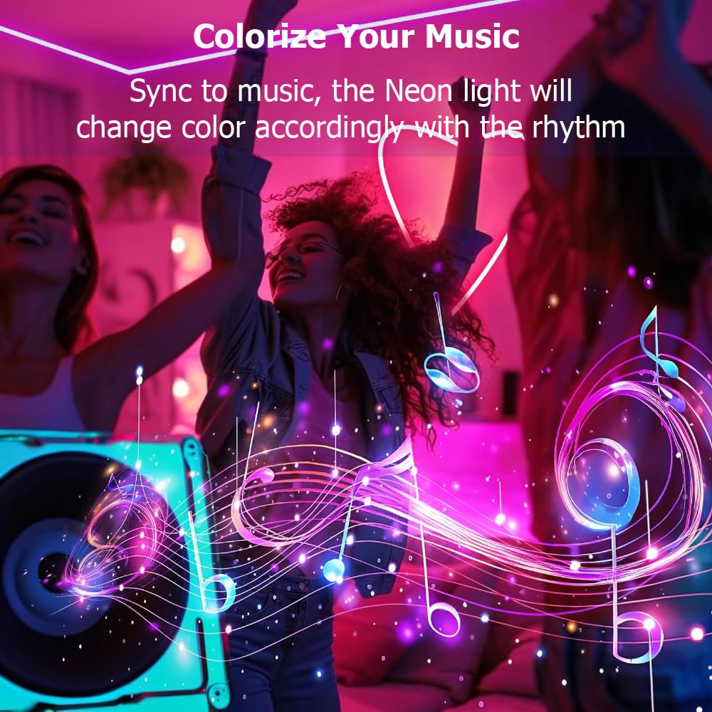 EcoMyLife 16.4ft LED Neon Rope Lights, RGB, IP68 Waterproof, Dimmable, Flexible Strip Light for Indoor/Outdoor Decor