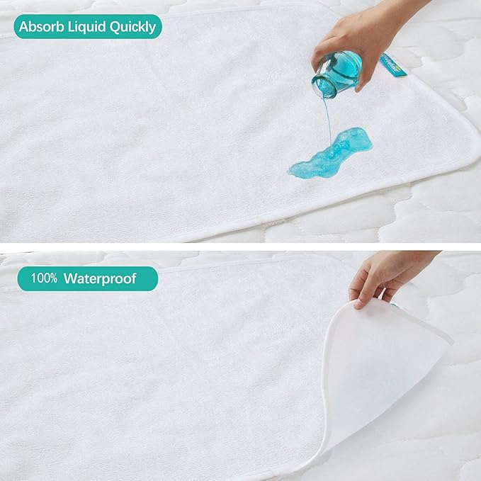 Changing Pad Liner 5 Count, Waterproof Larger Changing Pad Cover 28" X 15", Cotton Terry, Absorbent & Skin-Friendly Changing Pad Liners (Solid Improved Thickness)