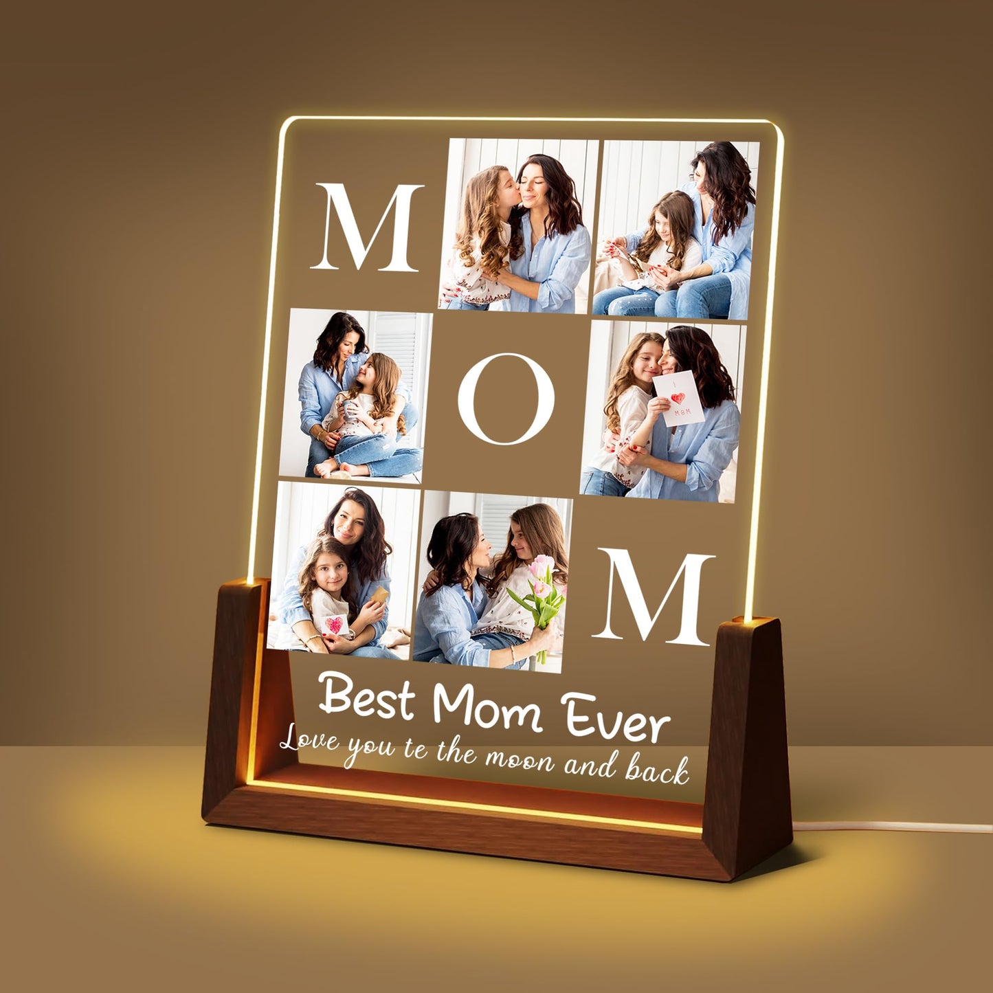 Maiwell Personalized Mothers Day Birthday Gifts For Mom From Daughter Son Husband  Custom Best Mom Ever Gifts Picture Frame Night Light With Photo Name  Customized Christmas Gift For Mama Wife Women