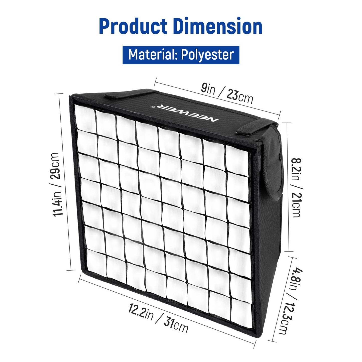 NEEWER 12.2"x11.4" Foldable Softbox Diffuser with Grid and Bag for NL660/SNL660/RGB660/RGB660 Pro/RGB660 PRO II LED Video Light Panel, Studio Photo Portrait Photography YouTube Video Soft Lighting