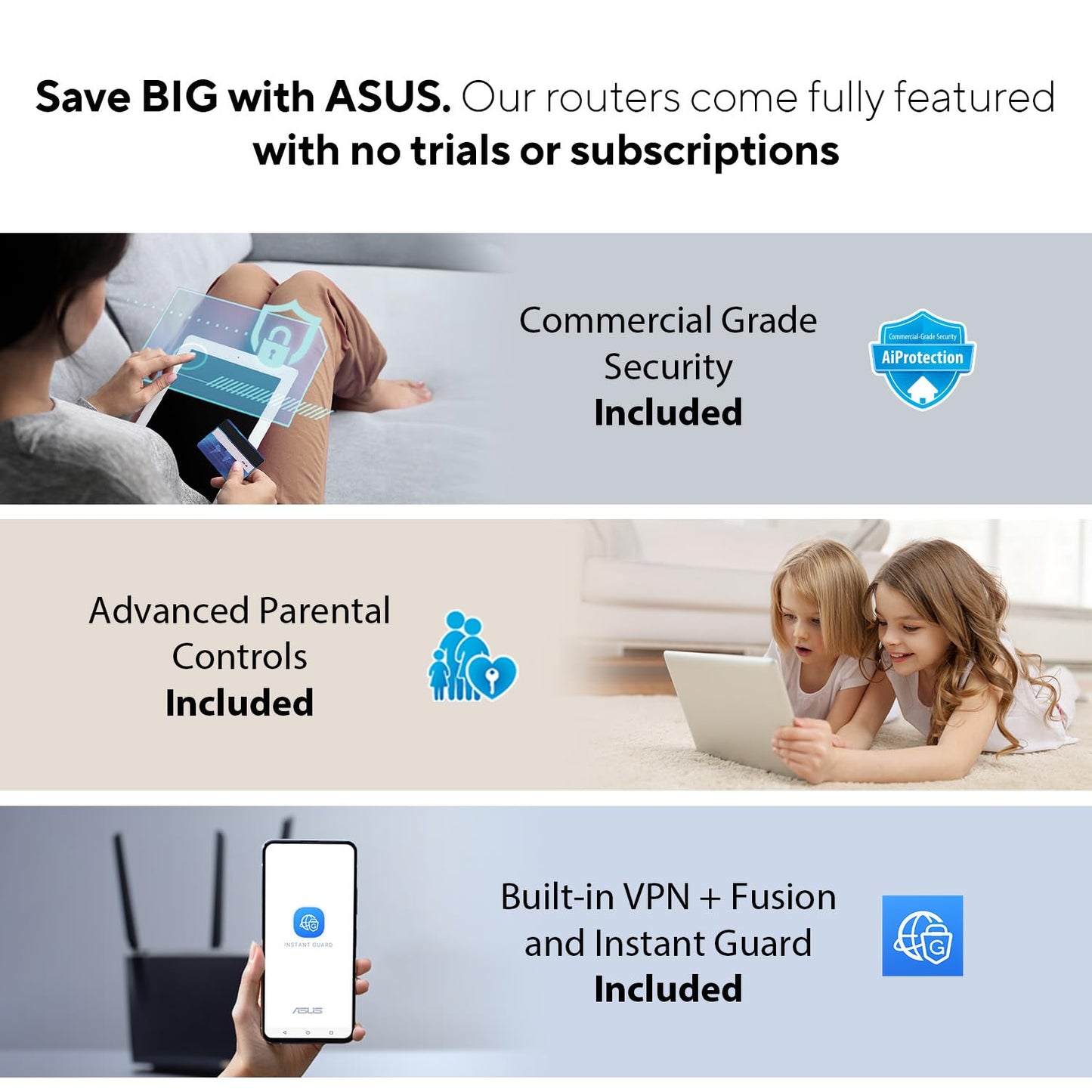 ASUS ROG Rapture GT6 Tri-Band WiFi 6 Gaming Router, 2,900 sq ft Coverage, 2.5 Gbps, Moonlight White