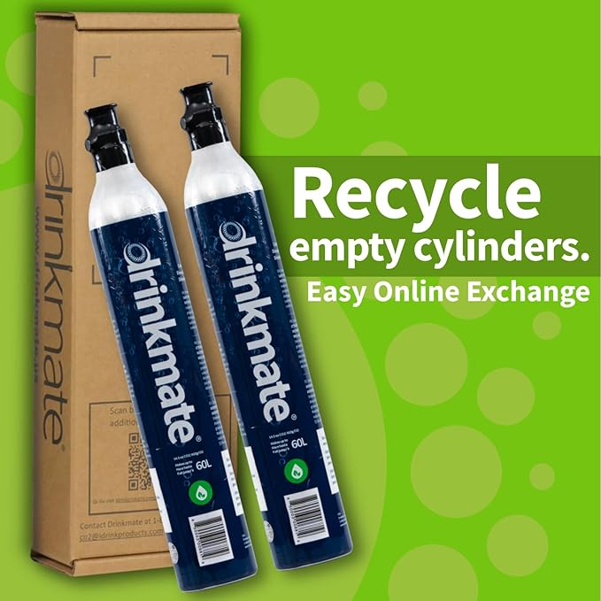Drinkmate Threaded 60L CO2 Exchange Carbonation Cylinders, Compatible w/SodaStream (Screw-In), Aarke, Ninja Thirsti, 14.5 Oz, Cartridge Gas Canister Refill (Set of 4)
