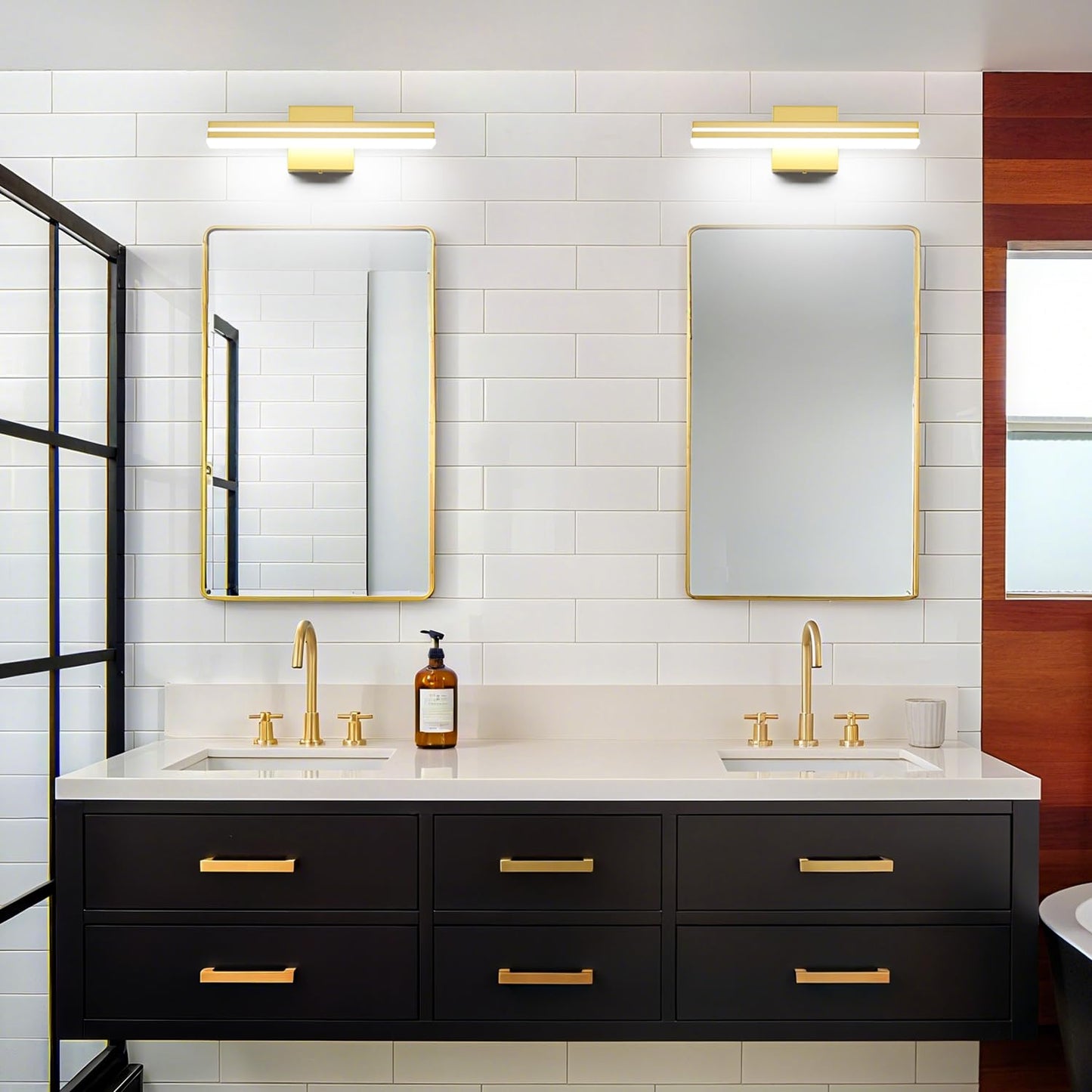 Sinerise 16-Inch Led Modern Bathroom Vanity Light Bar  Gold Modern Acrylic Bathroom Wall Lighting Fixtures Over Mirror (Cool White 6000K)