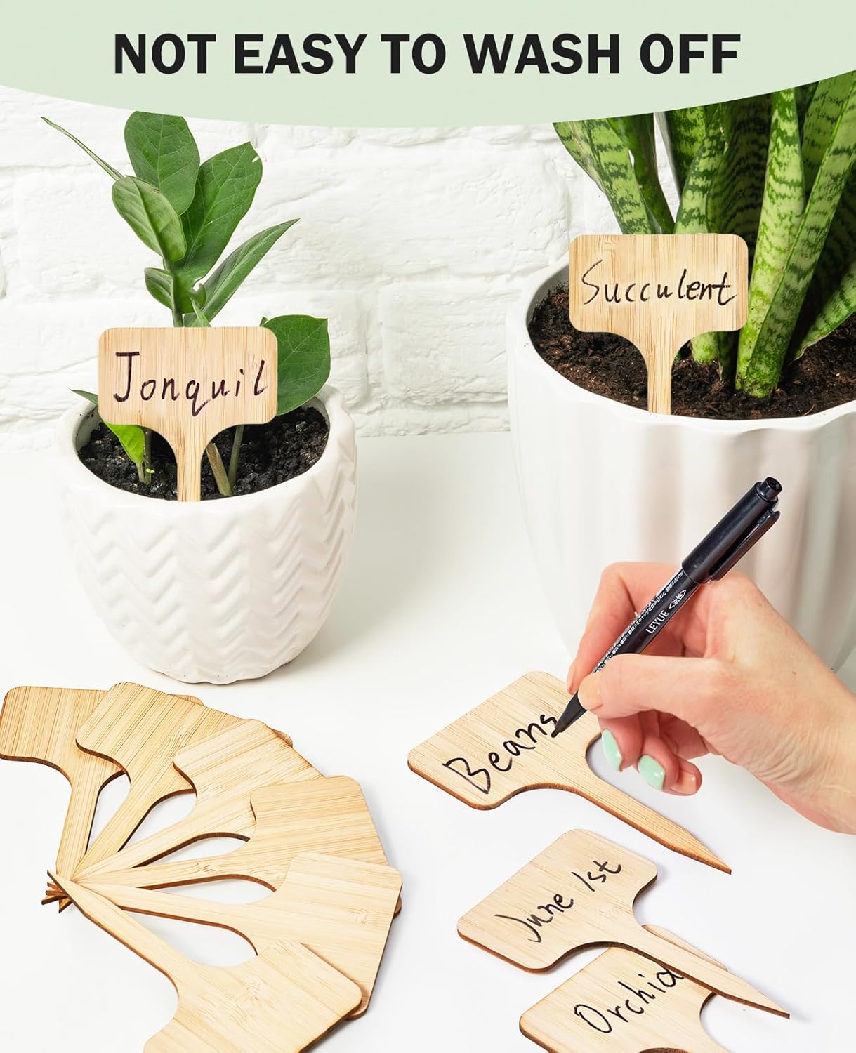 Homenote Bamboo Plant Labels 100Pcs Plant Tags for Seedling T-Type Tags for Plants Outdoor Garden Markers Vegetable Seedling(2.36 * 4“)