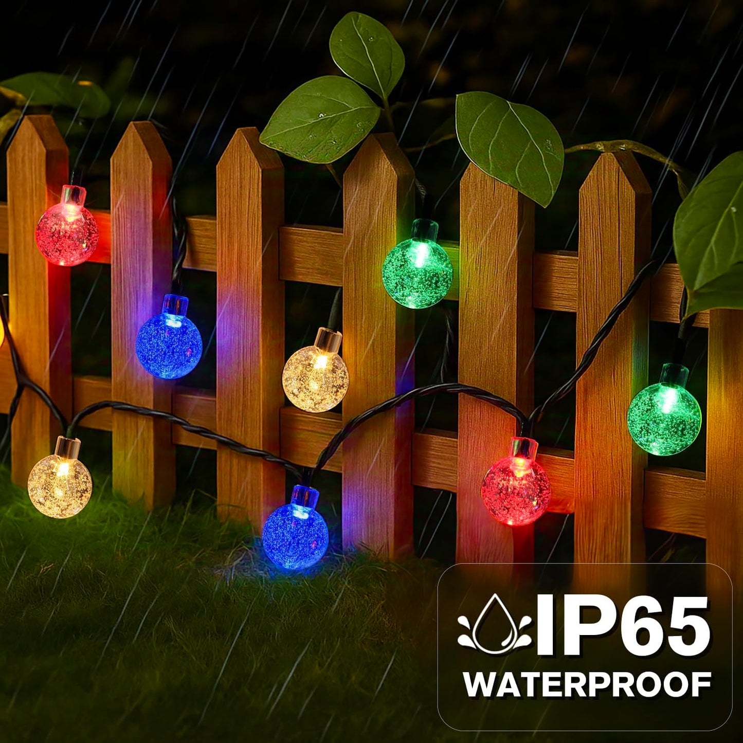 Metaku Solar String Lights, 40FT, 60 LED, 8 Lighting Modes, 2 Pack, Multicolor, Outdoor Patio Lighting for Garden and Camping