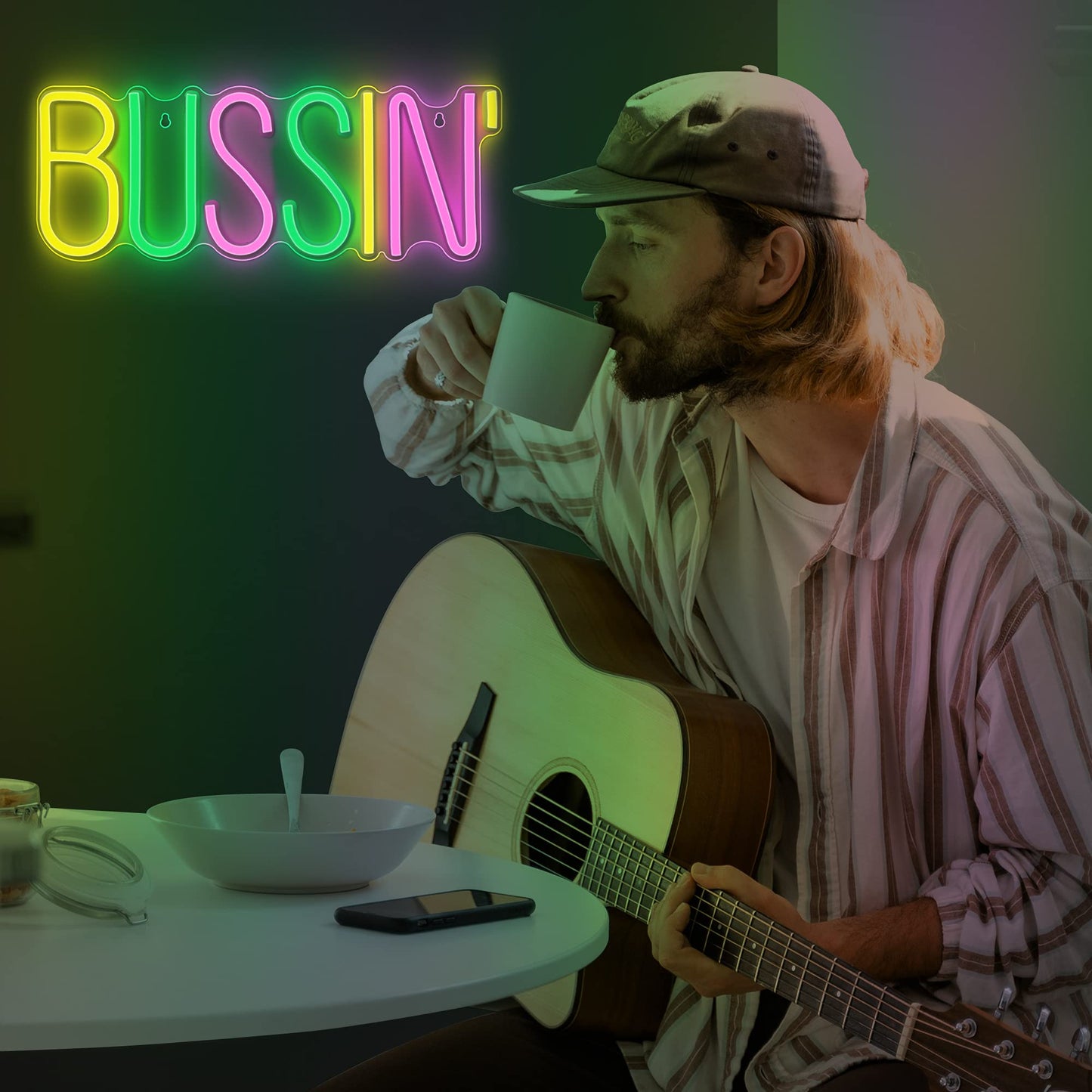 Lumoonosity Bussin Neon Sign - Led Light For Gamers/Streamers, 16.9X6.5 Inch, Acrylic, Bussin Mix, Model Ns-Bussin Mix